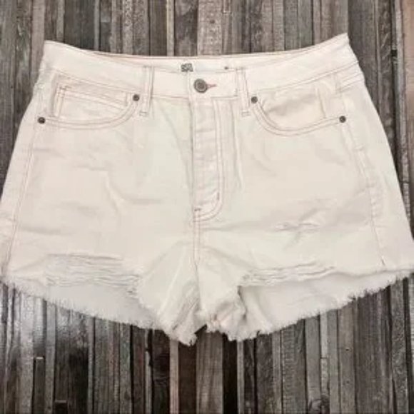 RSQ off white vintage high rise distressed shorts - Picture 5 of 5